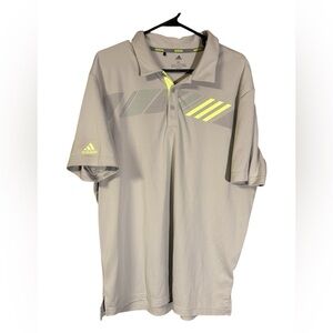 Adidas Gray Polo Shirt with Yellow Stripes